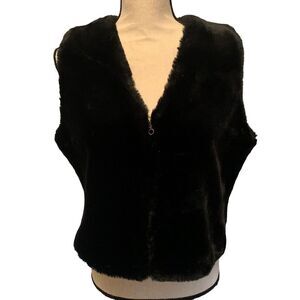 Cambridge Dry Goods Vest Womens  Large Faur Fur Vegan Fur Zip Front Soft Vintage